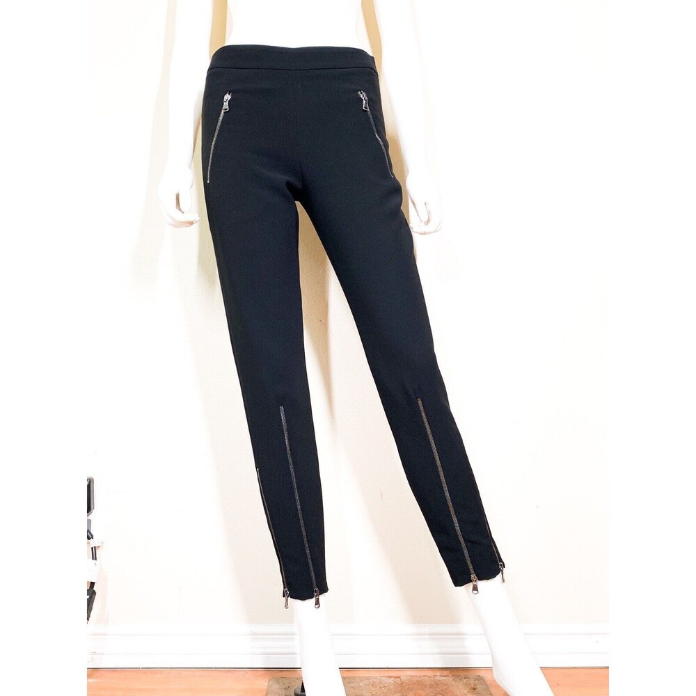 Moschino Couture Black Trouser Pants US 6 Zipper Ankle Skinny Slim Leg Pockets